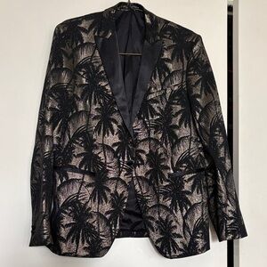Zara Black and Gold Tropical Blazer
